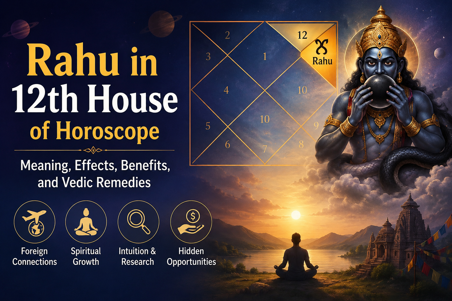 Rahu in the 12th House of Horoscope – Meaning, Effects, Benefits, Challenges & Remedies