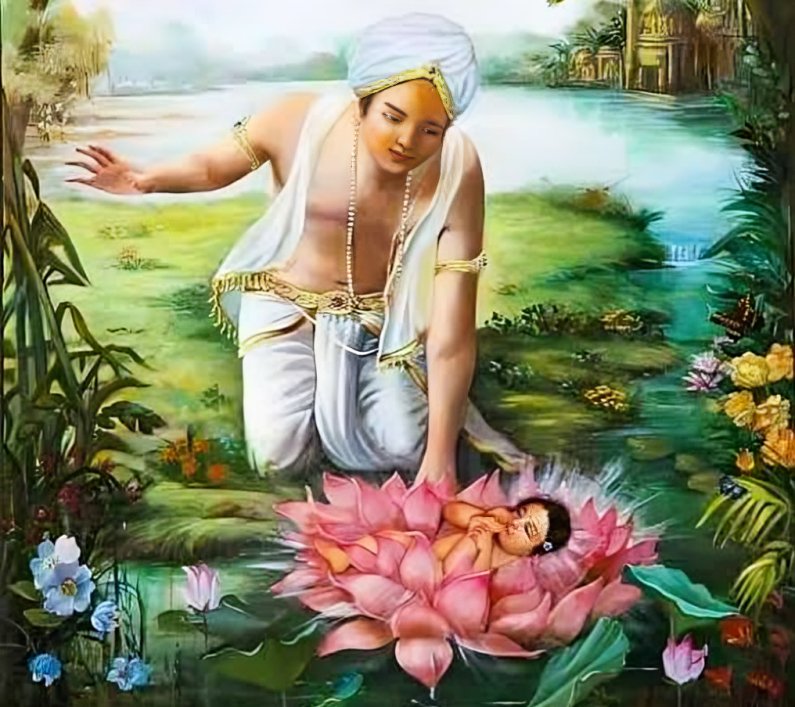 Story behind Radha Ashtami showing baby Radha on a lotus flower